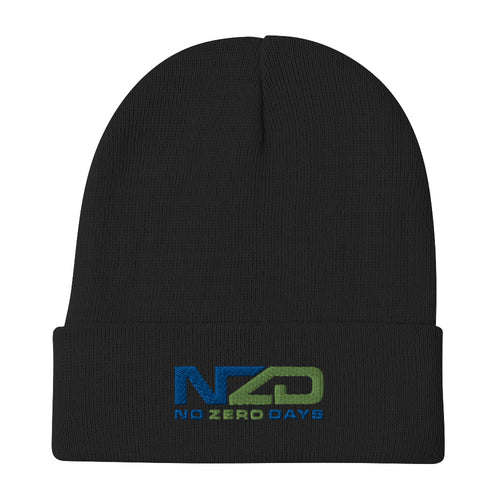 NZD Black/Blue/Lime Embroidered Beanie