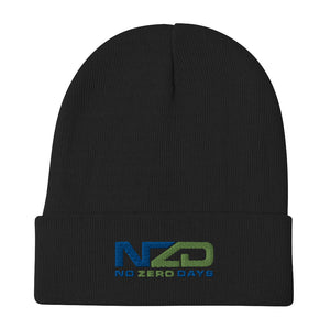 NZD Black/Blue/Lime Embroidered Beanie