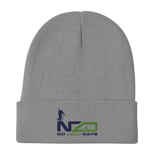 NZD Backcountry Grey/Blue/Lime Embroidered Beanie