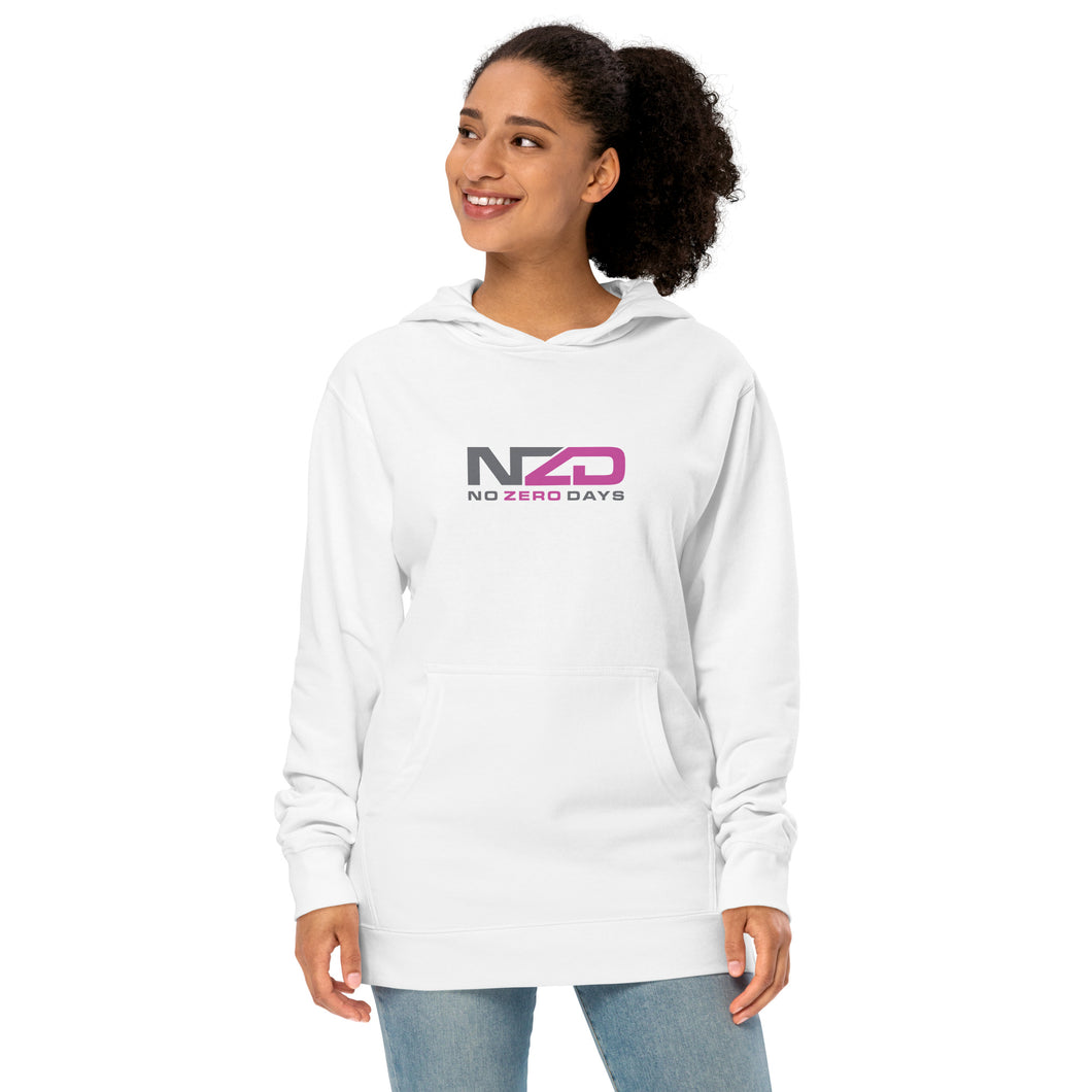 NZD Unisex midweight hoodie White/Pink/Grey